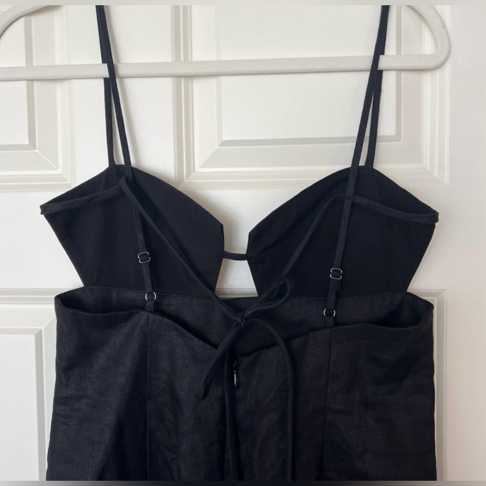 Reformation Malibu Linen Dress Black Size 6 - Picture 7 of 13